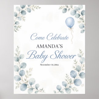 Poster Panneau de bienvenue pour baby shower aquarelle eu