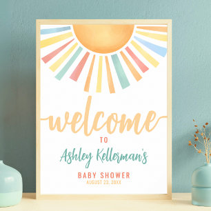 Poster Panneau de Bienvenue pour Baby Shower au Soleil En