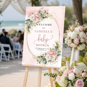 Poster Panneau de bienvenue pour Baby Shower au thème flo