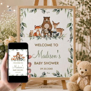 Poster Panneau de bienvenue pour Baby Shower avec Animaux