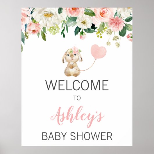 Poster Panneau de bienvenue pour Baby Shower avec ballon (Devant)