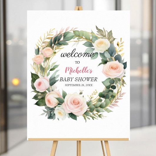 Poster Panneau de bienvenue pour baby shower avec fille e