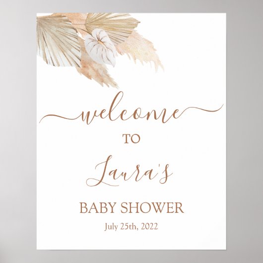 Poster Panneau de bienvenue pour Baby Shower avec herbe d (Devant)