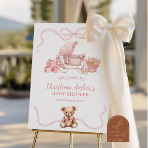 Poster Panneau de bienvenue pour Baby Shower avec un land