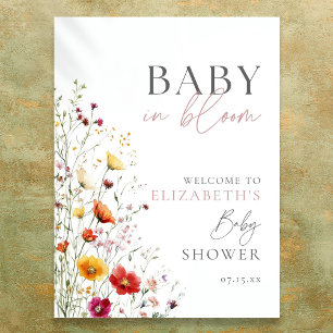 Poster Panneau de bienvenue pour Baby Shower Baby In Bloo