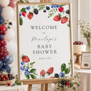 Poster Panneau de bienvenue pour Baby Shower Berry Sweet