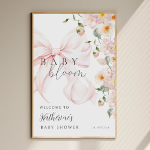 Poster Panneau de bienvenue pour Baby Shower Bow Baby in