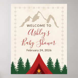 Poster Panneau de bienvenue pour Baby Shower Camping Fore