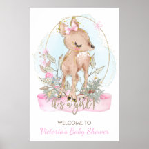Panneau de bienvenue pour Baby Shower Cerf Mignon
