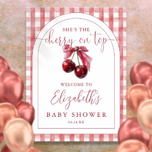 Poster Panneau de bienvenue pour Baby Shower Cerise sur l
