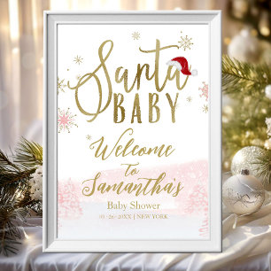 Poster Panneau de bienvenue pour Baby Shower de Noël Sant