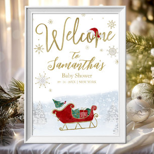 Poster Panneau de bienvenue pour Baby Shower de Noël Sant