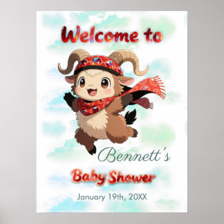Poster Panneau de bienvenue pour Baby Shower d'hiver avec