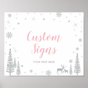 Poster Panneau de bienvenue pour Baby Shower d'hiver, Fil