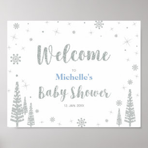 Poster Panneau de bienvenue pour Baby Shower d'hiver, Gar