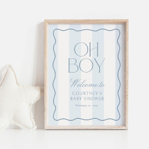 Poster Panneau de bienvenue pour Baby Shower Dusty Blue S