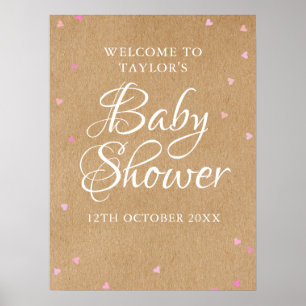 Poster Panneau de bienvenue pour Baby Shower fille avec c