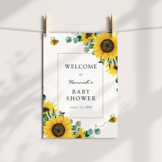 Poster Panneau de bienvenue pour Baby Shower Fleurs de so