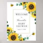 Poster Panneau de bienvenue pour Baby Shower Fleurs de so (Devant)