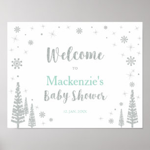 Poster Panneau de bienvenue pour Baby Shower Garçon d'Hiv