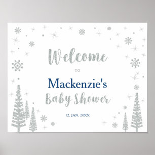 Poster Panneau de bienvenue pour Baby Shower garçon d'hiv