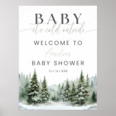 Poster Panneau de bienvenue pour Baby Shower « Il fait fr (Devant)