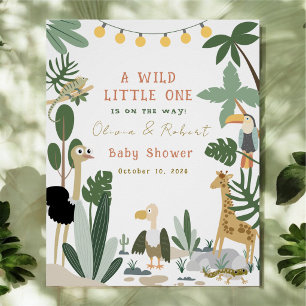 Poster Panneau de bienvenue pour Baby Shower Jungle Safar
