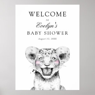 Poster Panneau de Bienvenue pour Baby Shower Lionceau