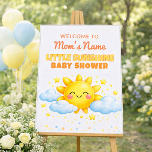 Poster Panneau de bienvenue pour Baby Shower Nuages et Ét