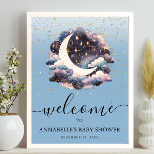 Poster Panneau de Bienvenue pour Baby Shower Over The Moo