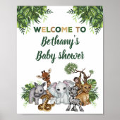 Poster Panneau de bienvenue pour Baby Shower Safari Anima (Devant)