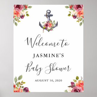 Poster Panneau de bienvenue pour Baby Shower sur l'ancre