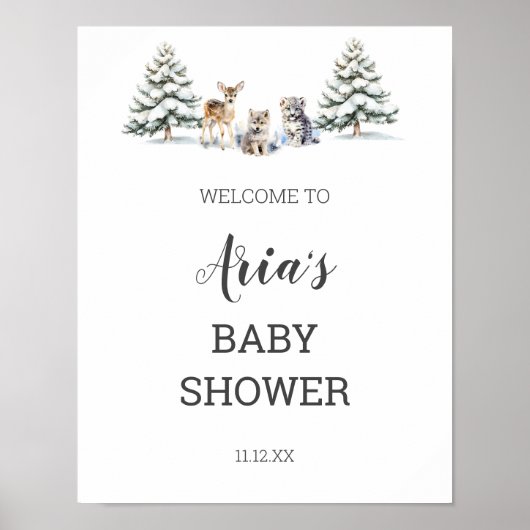 Poster Panneau de bienvenue pour Baby Shower sur les Anim (Devant)