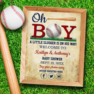 Poster Panneau de bienvenue pour Baby Shower Vintage Base