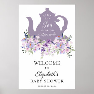 Poster Panneau de bienvenue pour Baby Shower violet pour