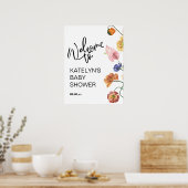 Poster Panneau de bienvenue pour Baby Shower Wildflower B (Cuisine)
