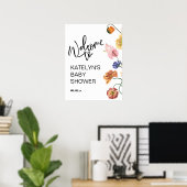 Poster Panneau de bienvenue pour Baby Shower Wildflower B (Bureau à domicile)