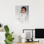 Poster Panneau de bienvenue pour baptême avec écriture de (Bureau à domicile)