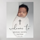 Poster Panneau de bienvenue pour baptême avec écriture de (Devant)