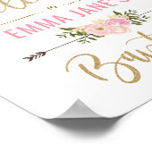 Poster Panneau de bienvenue pour baptême floral rose avec (Coin)