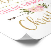 Poster Panneau de bienvenue pour baptême floral rose past (Coin)