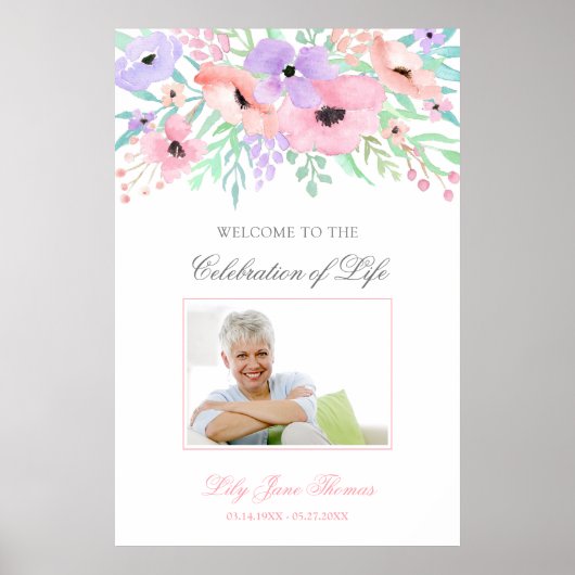 Poster Panneau de bienvenue pour des funérailles de fleur (Devant)