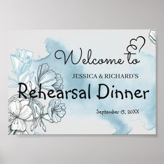 Poster Panneau de bienvenue pour dîner de répétition à l' (Devant)