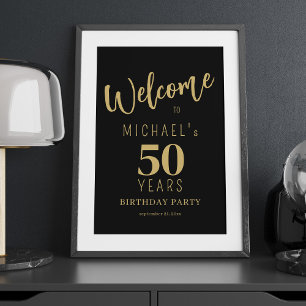 Poster Panneau de bienvenue pour fête d'anniversaire 50 a
