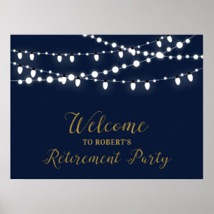 Poster Panneau de bienvenue pour fête de retraite Or & Ma