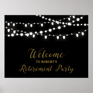 Poster Panneau de bienvenue pour fête de retraite Or & No