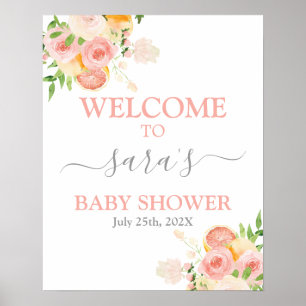Poster Panneau de bienvenue pour fille Baby shower Citrus