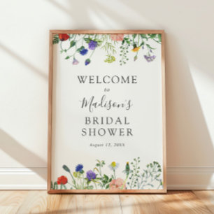 Poster Panneau de bienvenue pour la baby shower Wildflowe