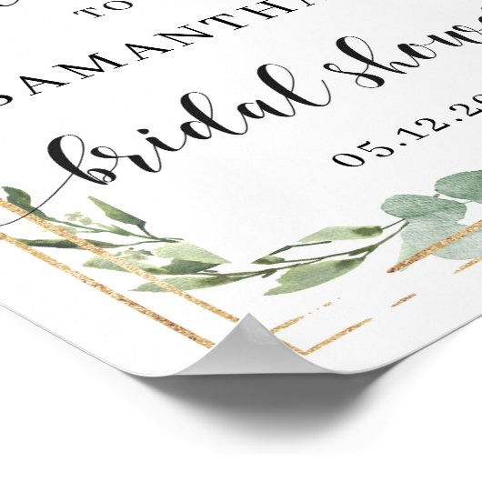 Poster Panneau de bienvenue pour la douche de mariée au s (Coin)