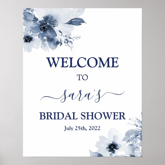 Poster Panneau de bienvenue pour la douche de mariée flor (Devant)